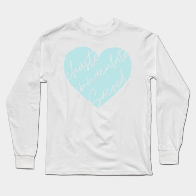 3 Hearts - Joseph, Mary, Jesus (Blue) Long Sleeve T-Shirt by CarolineTherese